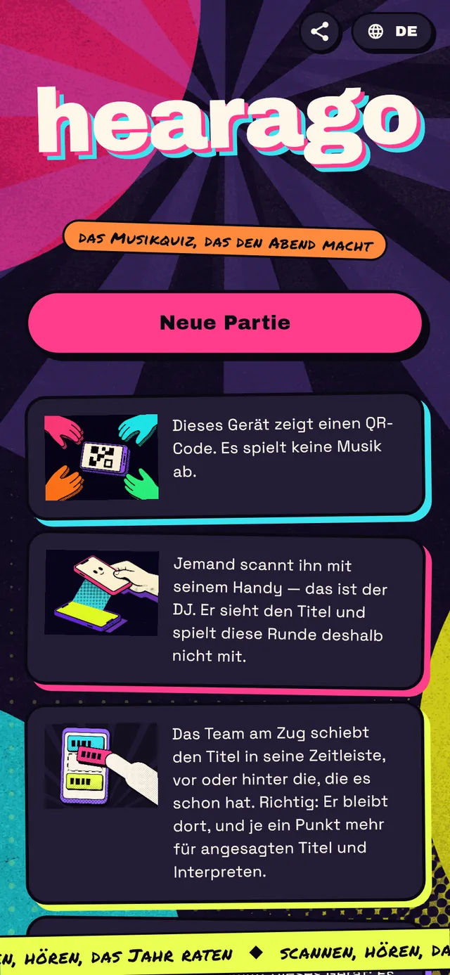 Der Startbildschirm von hearago auf einem Handy.